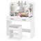 Costway Makeup Vanity Desk with Lighted Mirror Charging Station 3-Color Dimmable LED Lights White/Black
